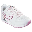 Fehér SKECHERS UNO szíves női cipő.