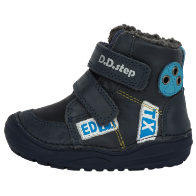 DDSTEP-bélelt-cipő-babacipő-sötétkék-vízlepergető-bőr-fiú-bakancs