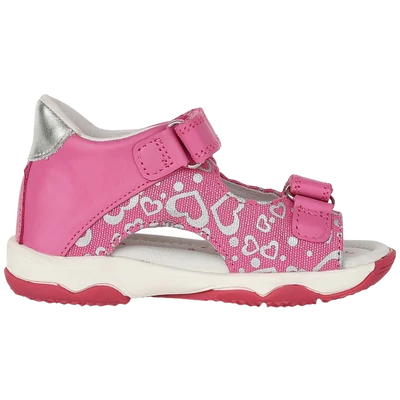 DDSTEP pink gyerek szandál ezüst szív mintával.
