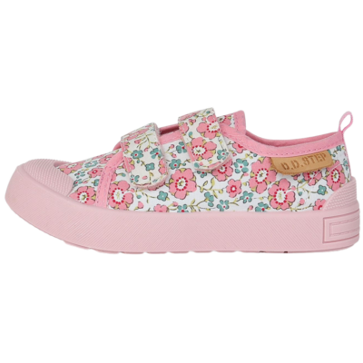 DDSTEP-rózsaszín-virág-mintás-gyerek-vászoncipő-lányoknak