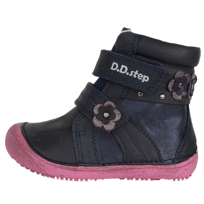 DDSTEP-bélelt-barefoot-lány-cipő-vízlepergető-sötétkék-virágos