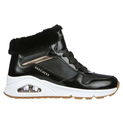 Skechers-uno-bélelt-téli-gyerekcipő-lány-fekete-arany