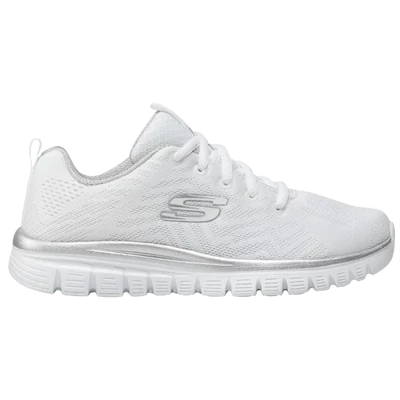 Skechers fehér és ezüst női sportcipő.