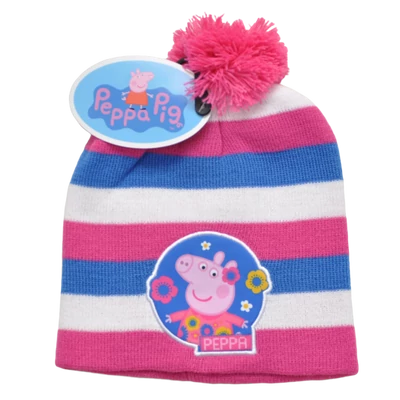 Peppa kék csíkos kötött sapka (52-54)